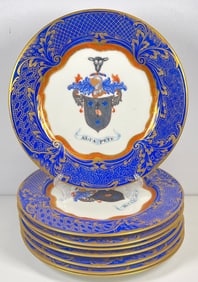 19th Century Lot of 8 Porcelain Hand Painted Chargers