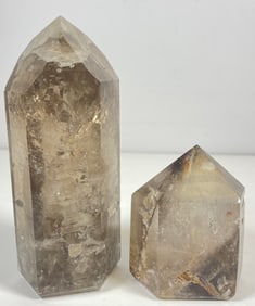 Lot of 2 Rutilated Smoky Quartz Crystalline Obelisks