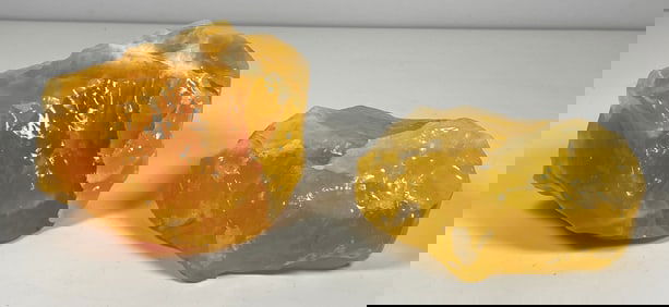 Lot of 2 Natural Golden Orange Calcite Crystal Samples