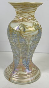 Durand Pulled Feather Threaded Art Glass Lamp Body