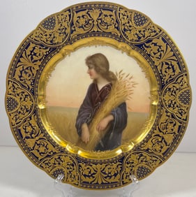 Royal Vienna Porcelain Cobalt & Gilt Portrait Cabinet Plate