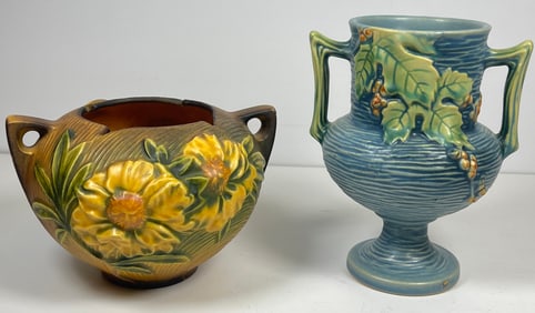Lot of 2 Roseville Art Pottery Vases