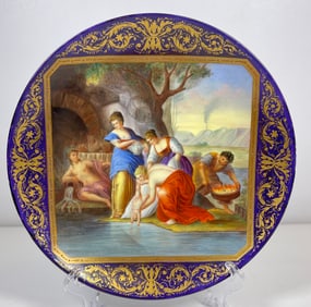 19th Century Hand Painted Cobalt Royal Vienna Style Portrait Plate