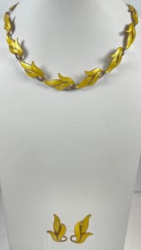 Vintage Norwegian Enamel & Sterling Silver Necklace & Earrings