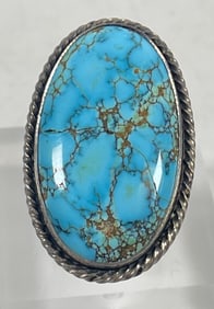 Vintage Native American Sterling Silver & Turquoise Ring size 6.75