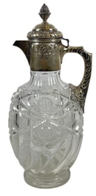 c1901 London England Sterling Silver & Crystal Claret Jug