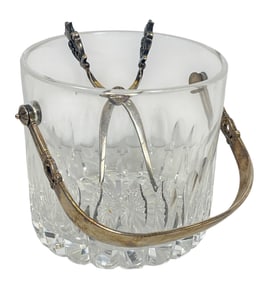 Georg Jensen Sterling Silver & Crystal Acorn Ice Bucket w Tongs