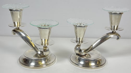 Fisher Modernist Sterling Silver Candlesticks