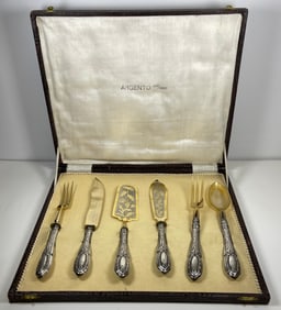 c1900 800 Silver & Vermeil Fish Service in Presentation Box