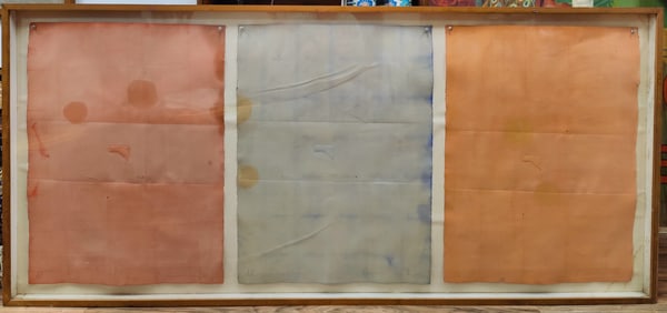Illegibly Signed Modern Colorfield Triptych A/P 1976