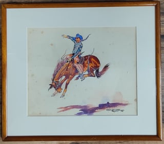 Harmon Pritchard Illustration Bucking Bronc Cowboy