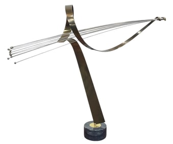 Curtis Jere American Abstract Kinetic Sculpture on Marble Base