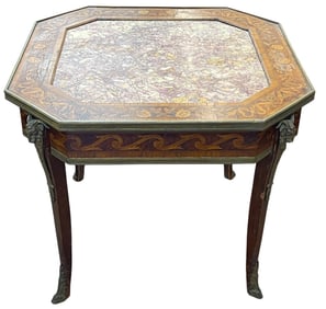 19th Century French Marquetry Bronze Mounted Table