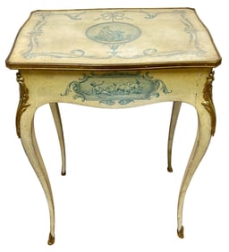 19th Century French Paint Decorated Lift Top Dressing Table