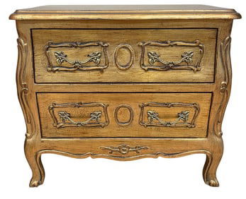 French Provincial Gilded Miniature Two Drawer Chest