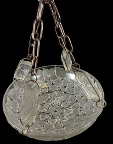 c1920 R. Lalique Charmes French Glass Chandelier