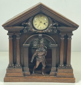 Mahogany Figural Pocket Watch Hutch w 18C Etienne Lenoir Watch