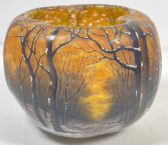 Daum Nancy Winter Landscape Dimple Vase