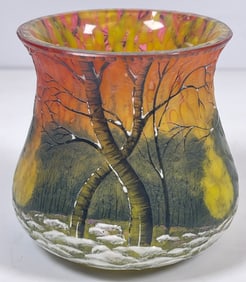 Attb Daum Nancy Winter Landscape Vase