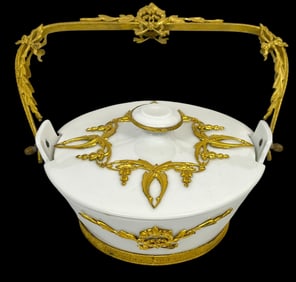 19th Century French Bronze Mounted Porcelain Covered Dish
