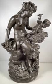 19th Century Michel Clodion Terracotta Grouping Faun & Putti