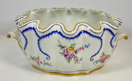 19th Century French Hand Painted Porcelain Monteith