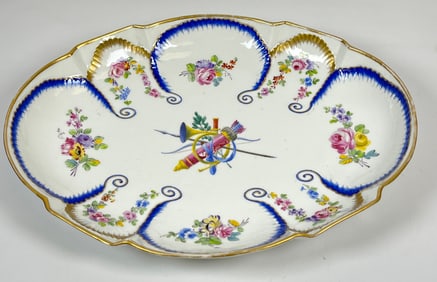 19th Century French Hand Painted Fluted Platter