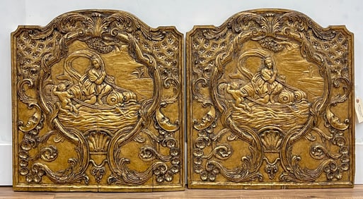Pair of 19th Century Italian Carved Giltwood Relief Panels