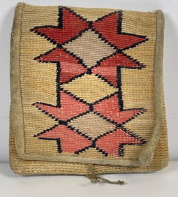 19th C. Native American Nez Perce Fold Over Corn Husk Bag