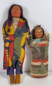 Vintage 1920s Native American Skookum Doll Man & Woman