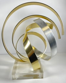 1986 Dan Murphy Modern Abstract Two Tone Ribbon Sculpture