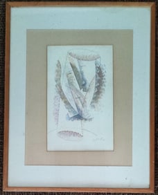 Saul Schary W/C & Pecil Drawing Abstract Faces