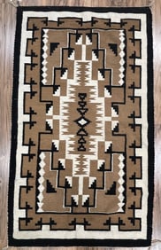 Vintage Native American Navajo Two Grey Hills Rug