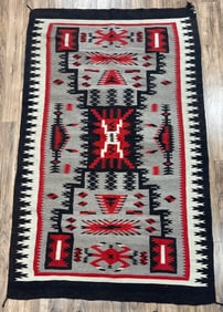 Vintage Native American Navajo Storm Rug