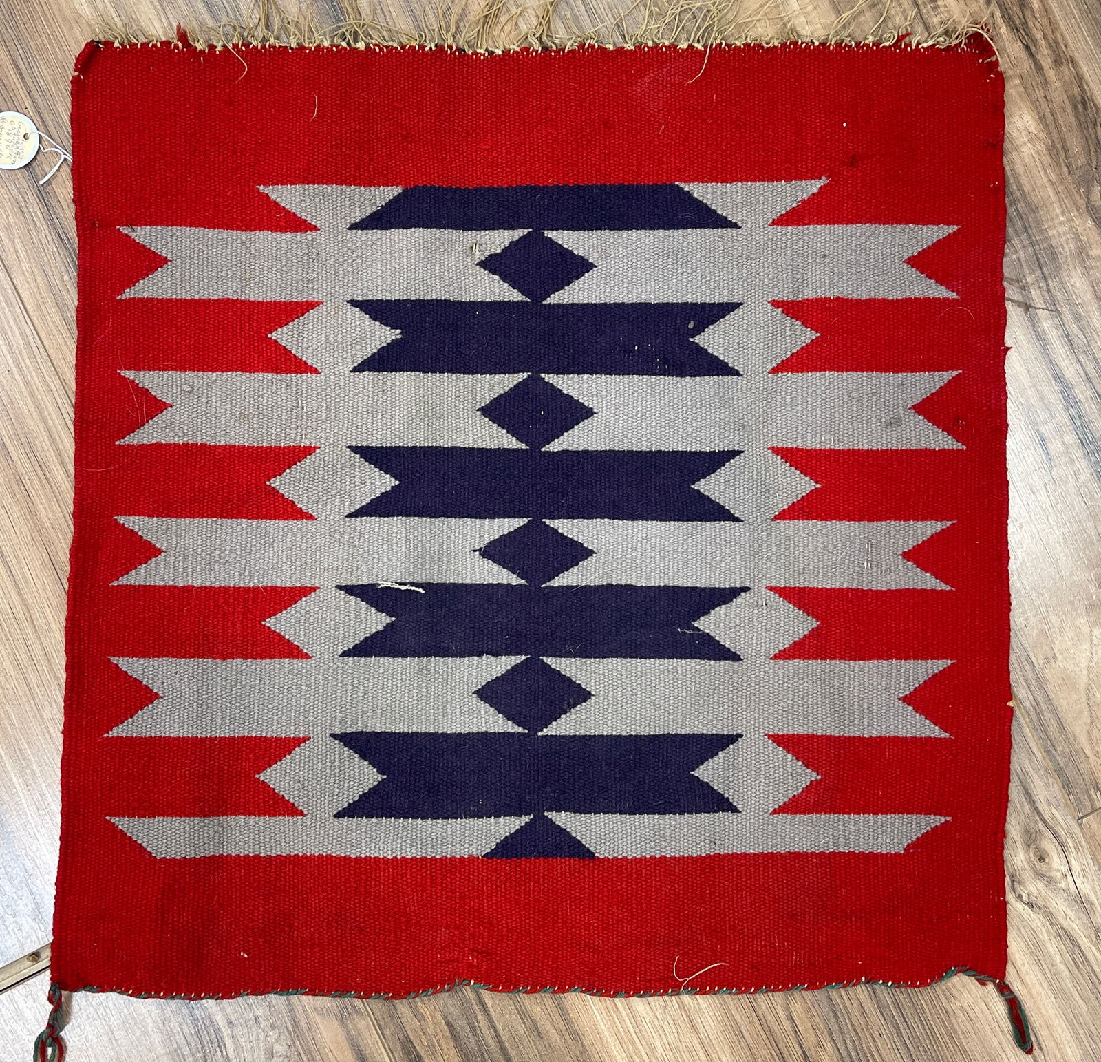 Vintage Native American Navajo Germantown Sampler Rug: 20 inches x 20 inches. Overall good condition. Please see photos. Came from an extensive collection of American Indian items.