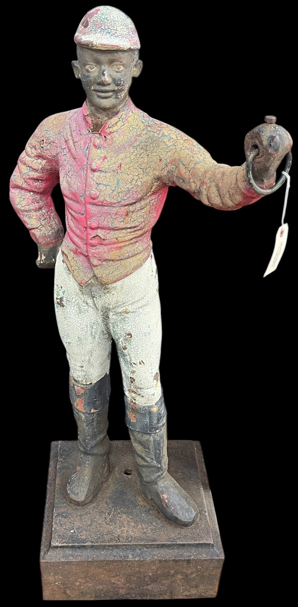 Cast Iron Lawn Jockey by McKittrick Foundry Co: Cast Iron lawn jockey by McKittrick Foundry Co. Union Beach N.J. 46 inches high.