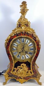 19th Century French Dore Bronze & Boulle Inlaid Mantle Clock