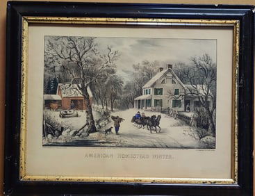 Published Currier & Ives Print American Homestead Winter 1868