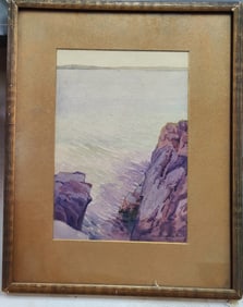 Julian Clarence Levi W/C Rocky Seascape Painting 1926