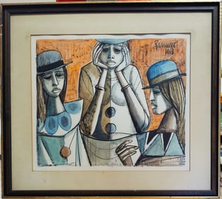 Lucio Ranucci Modernist W/C Three Female Figures 1968