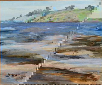 W A Drake O/B New England Impressionist Rocky Shore 1927