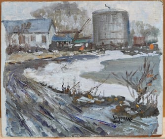 W A Drake O/B New England Industrial Harbor w/ Silo 1972