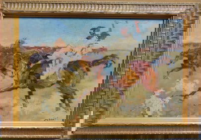 Bela Juszko O/B Painting Titled Riding on the Steppe