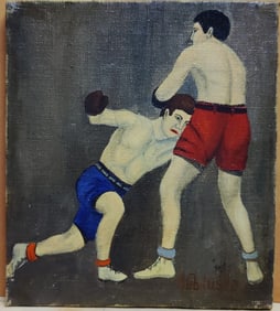 Lawrence Lebduska WPA Era O/C Boxing Match c. 1930s