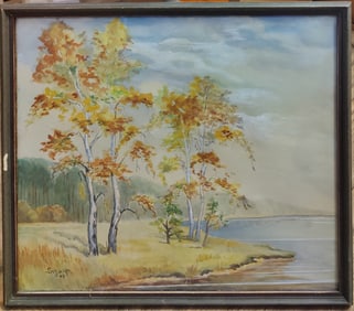 Illegibly Signed Eastern European School W/C Landscape