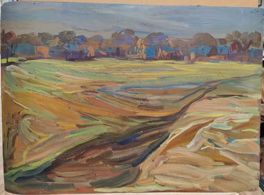 Nikolai Reznik O/B Modernist Treed Ukrainian Landscape