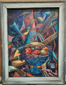 Unsigned Oscar Fisher O/B Mexican Fiesta Painting