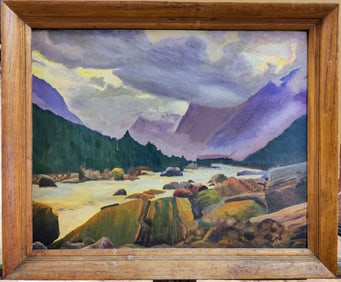 WPA Era Cubist Style Unsigned O/B Landscape c. 1930s