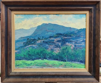 Unsigned O/B Modernist Mountain Landscape c. 1940s