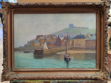 H Peabody Flagg O/C Painting New England Harbor 1921